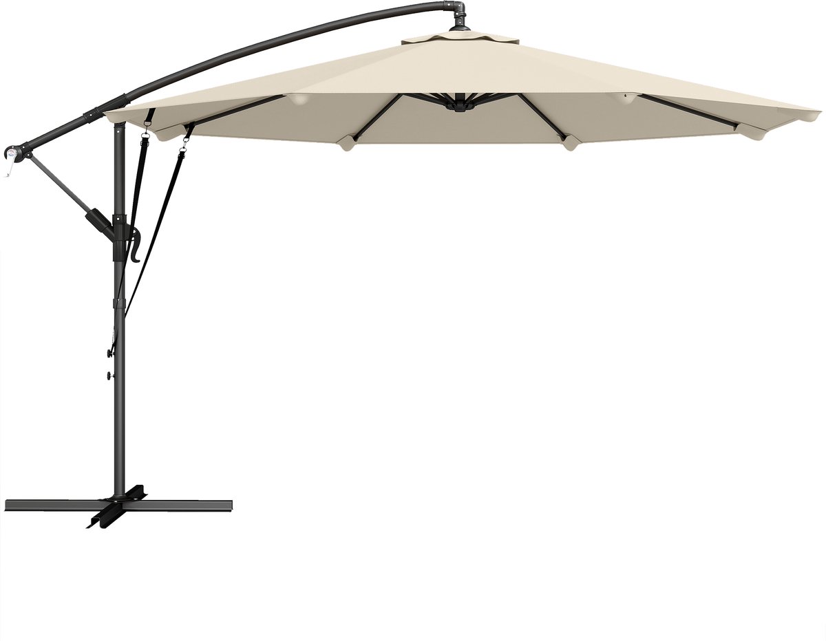 4goodz Zweefparasol met Draaimechanisme 300 cm - Creme (6013933163159)