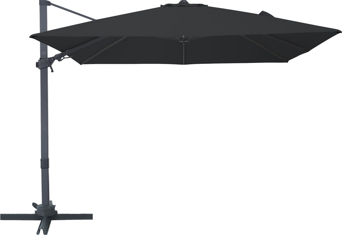 AXI Alina Zweefparasol 300x300 cm Antraciet/grijs incl. Hoes - Gepoedercoat frame met kruisvoet - 360° Draaibaar - Kantelbaar (8721399280720)