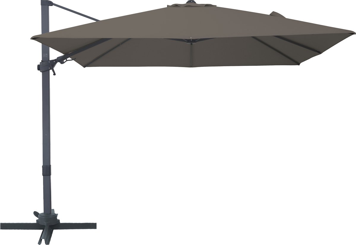 AXI Alina Zweefparasol 300x300 cm Antraciet/taupe incl. Hoes - Gepoedercoat frame met kruisvoet - 360° Draaibaar - Kantelbaar (8721399280737)