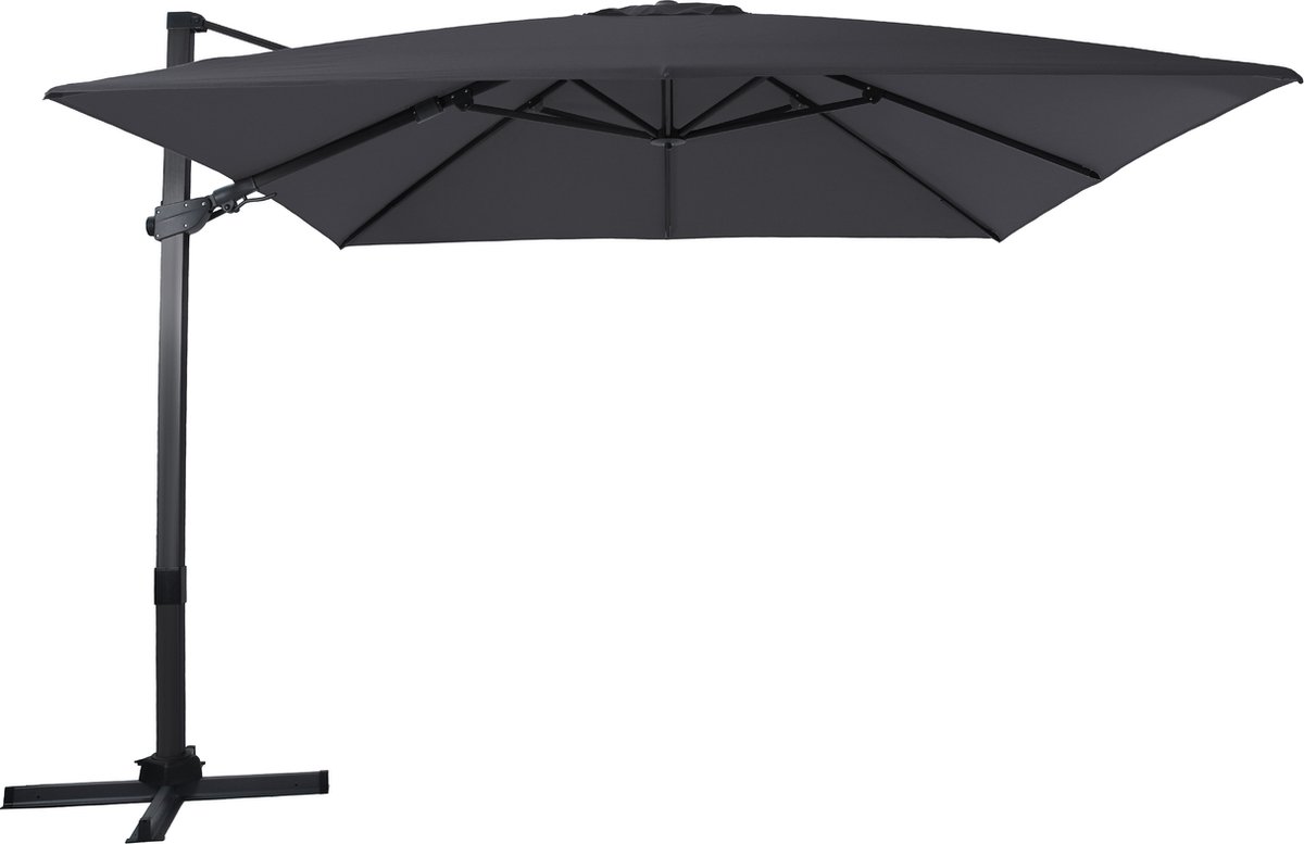 AXI Apollo Premium Zweefparasol 300x300 cm Antraciet/grijs incl. Hoes - Gepoedercoat aluminium frame met kruisvoet - 360° Draaibaar - Kantelbaar - UV werend doek (8720365063466)