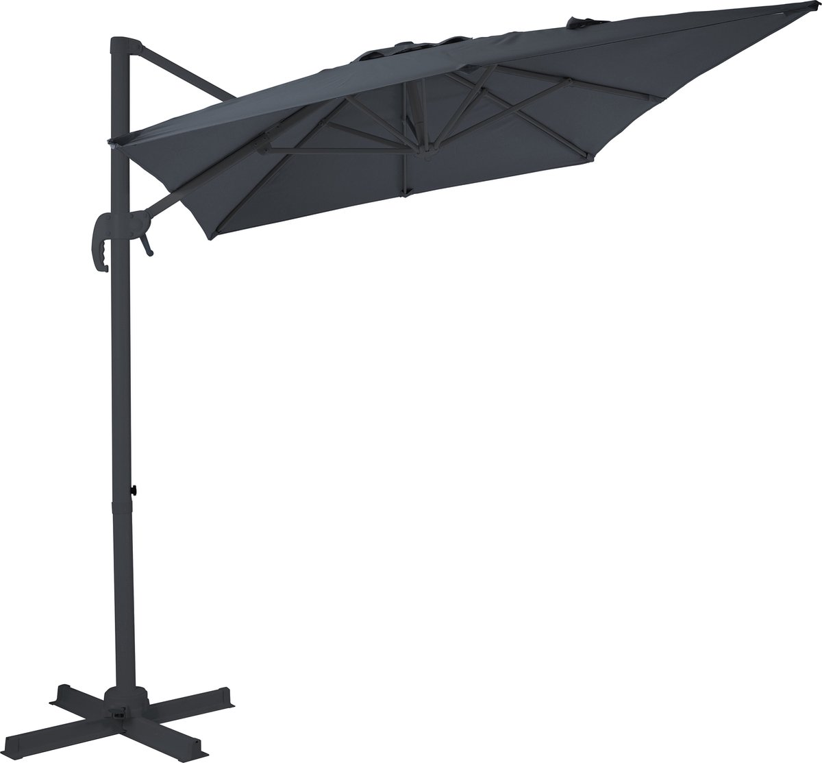 AXI Coco Zweefparasol 200x300 cm Antraciet/grijs incl. Hoes - Gepoedercoat aluminium frame met kruisvoet - 360° Draaibaar - Kantelbaar - UV werend doek (8720365063312)
