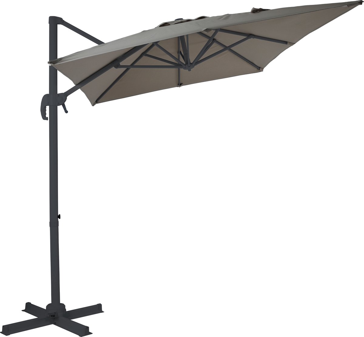 AXI Coco Zweefparasol 200x300 cm Antraciet/taupe incl. Hoes - Gepoedercoat aluminium frame met kruisvoet - 360° Draaibaar - Kantelbaar - UV werend doek (8720365063329)