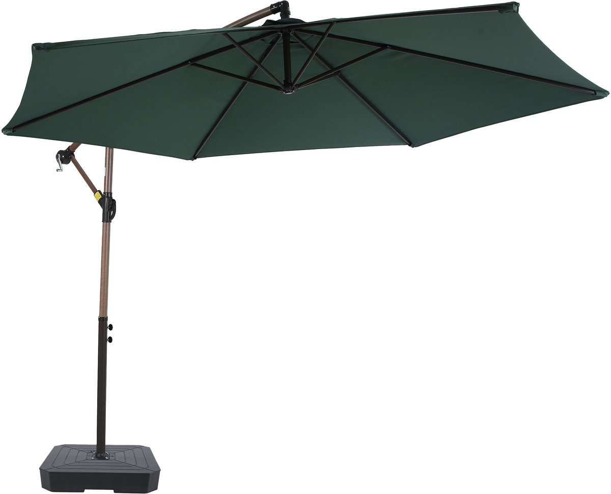 AXI Dion Zweefparasol Ø 300cm Eikenlook/groen - Gepoedercoat frame - met Parasolvoet (8721399283271)