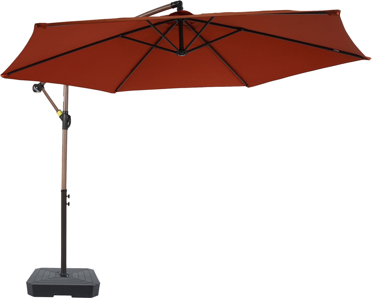 AXI Dion Zweefparasol Ø 300cm Eikenlook/terracotta - Gepoedercoat frame - met Parasolvoet (8721399283264)