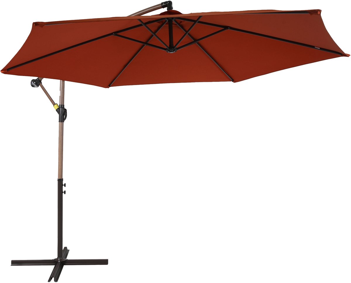 AXI Dion Zweefparasol Ø 300cm Eikenlook/terracotta - Gepoedercoat frame met kruisvoet (8721399281086)