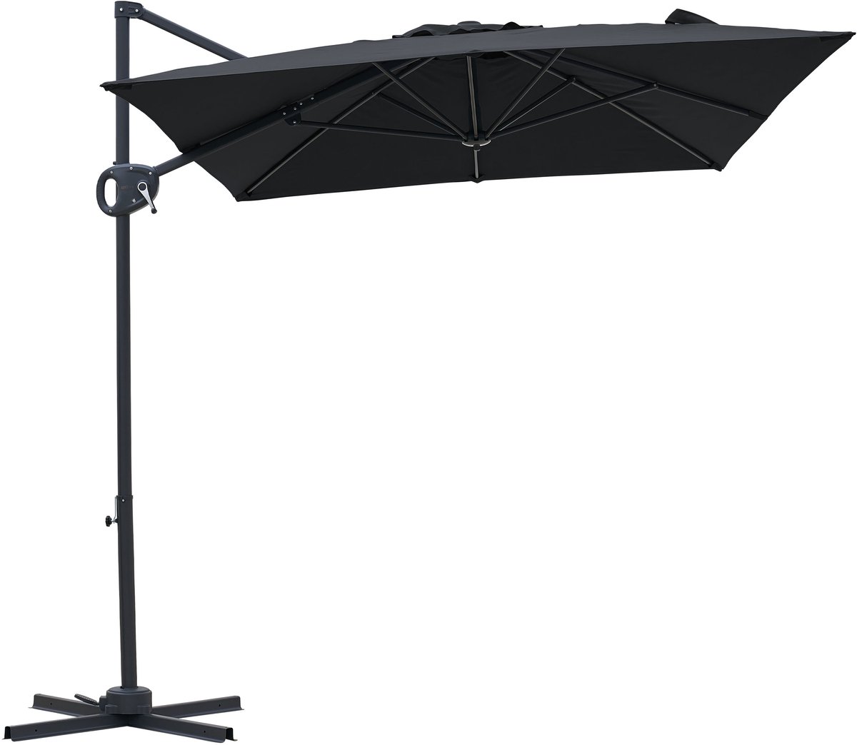 AXI Luma Zweefparasol 200x300 cm Antraciet/grijs incl. Hoes - Gepoedercoat frame met kruisvoet - 360° Draaibaar - UV werend doek (8721399280973)