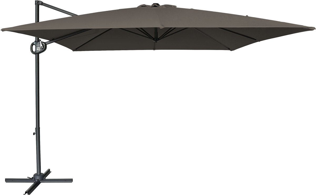 AXI Mira Zweefparasol 300x300 cm Antraciet/taupe incl. Hoes - Gepoedercoat frame met kruisvoet - 360° Draaibaar - UV werend doek (8721399280904)