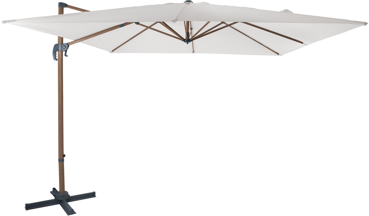 AXI Nima Zweefparasol 300x300 cm Eikenlook/beige incl. Hoes - Gepoedercoat aluminium frame met kruisvoet - 360° Draaibaar - Kantelbaar - UV werend doek (8721399280713)