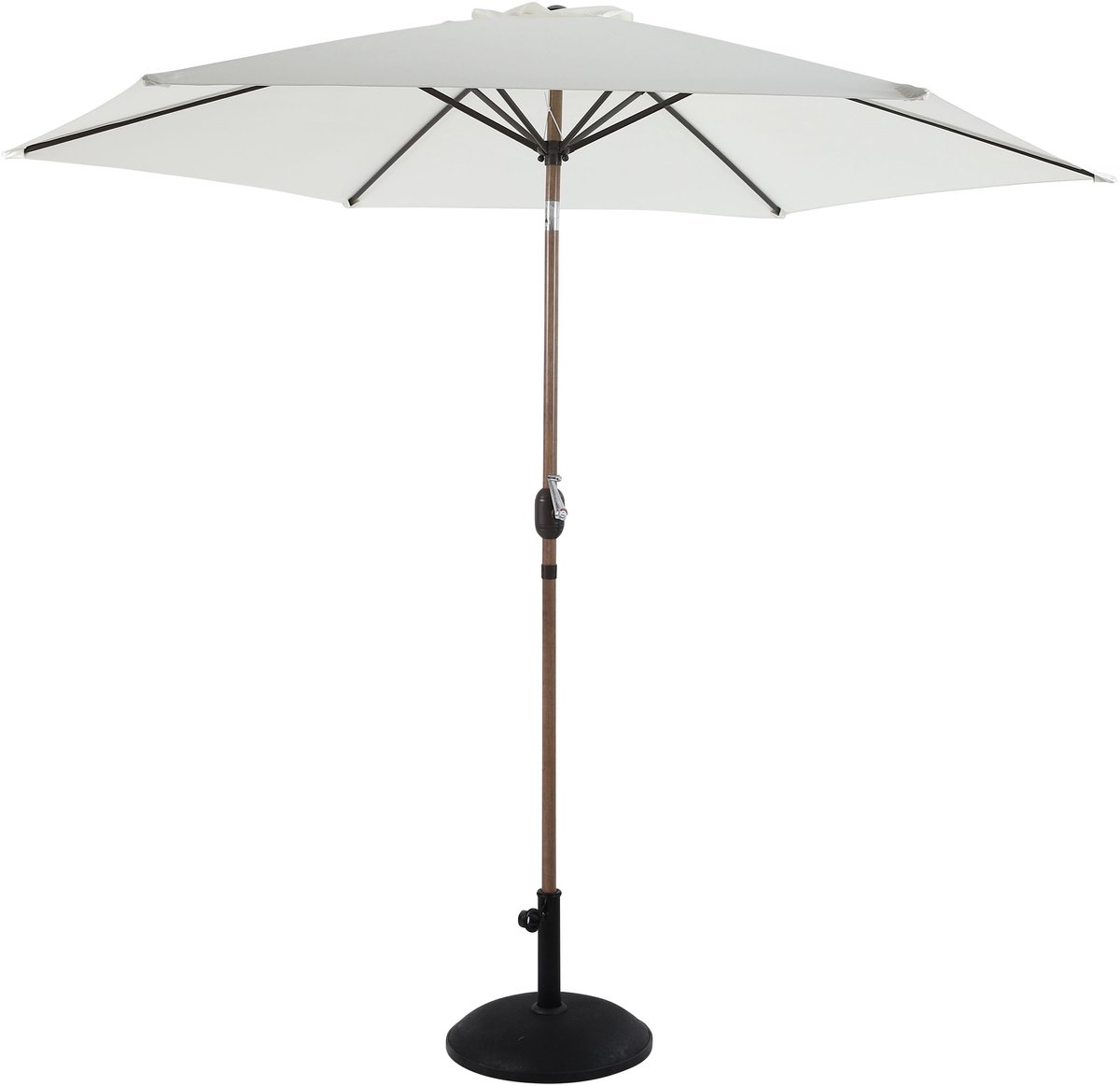 AXI Noor Stokparasol Ø 300cm Eikenlook/beige - Gepoedercoat frame - met Parasolvoet - Kantelbaar (8721399283295)