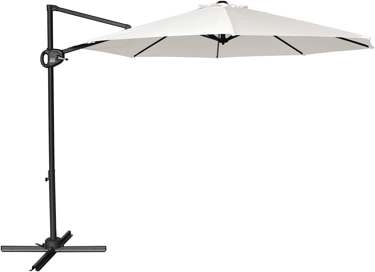 AXI Solea Zweefparasol Ø 300cm Antraciet/beige incl. Hoes - Gepoedercoat frame met kruisvoet - 360° Draaibaar - UV werend doek (8721399281024)