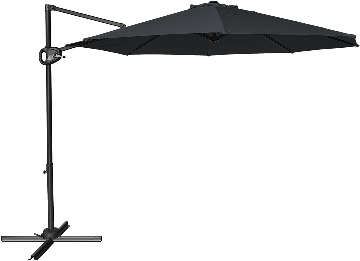 AXI Solea Zweefparasol Ø 300cm Antraciet/grijs incl. Hoes - Gepoedercoat frame met kruisvoet - 360° Draaibaar - UV werend doek (8721399281000)