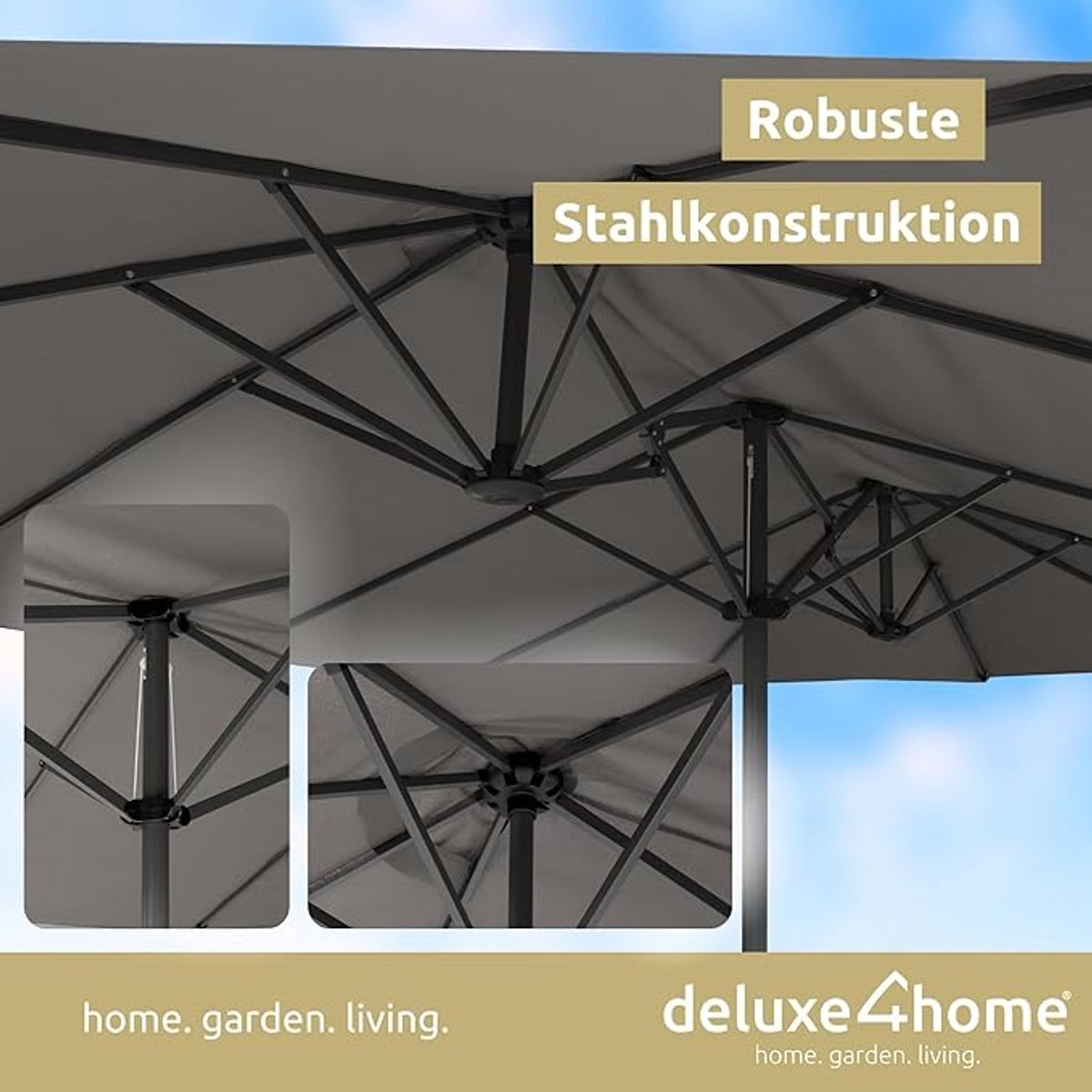 Dubbele Zweefparasol 450 x 260 cm - Grote Tuin Parasol met Handslinger & Kantelfunctie - Polyester 180 g/m² - Stabiel Stalen Frame - Inclusief Beschermhoes - 245 cm Hoog - Mobili Bella (9503612723141)