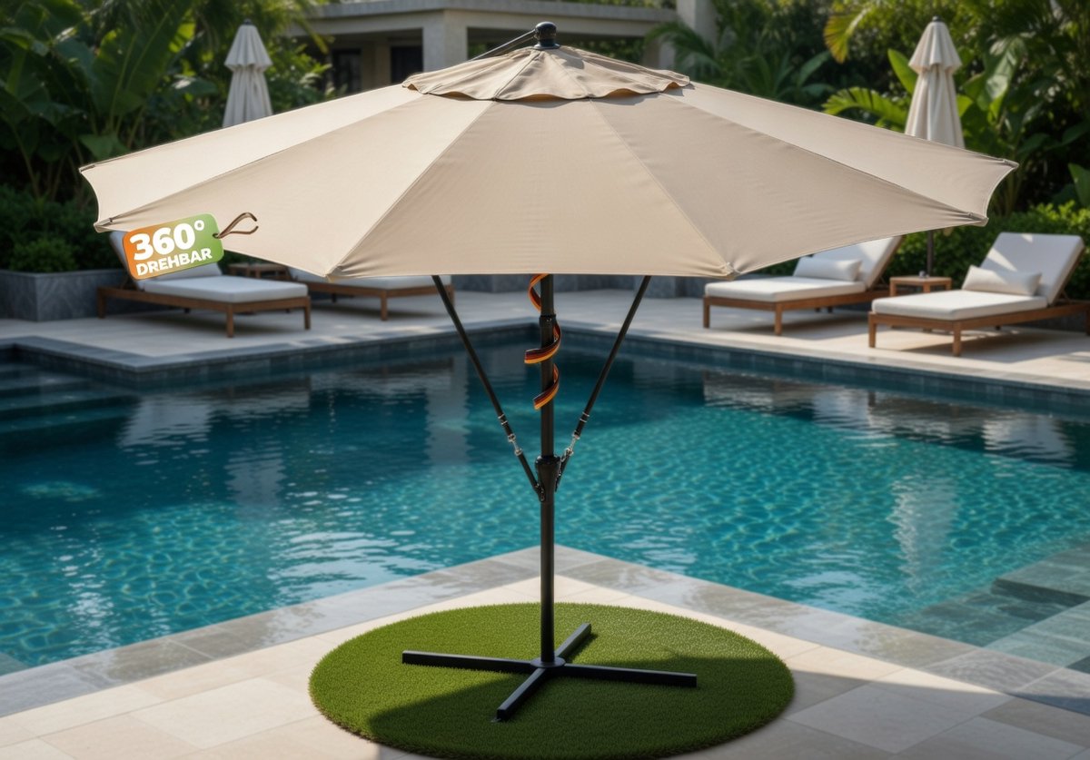 Dubbele Zweefparasol 4,6 x 2,7 m - Grote Luxe Tuinparasol Kantelbaar & 360° Draaibaar met Zwengel, Aluminium Frame, Waterafstotend & UV-bescherming, Windbestendig met Ventilatie en Beschermhoes - MedaHomeStore (9509824868953)