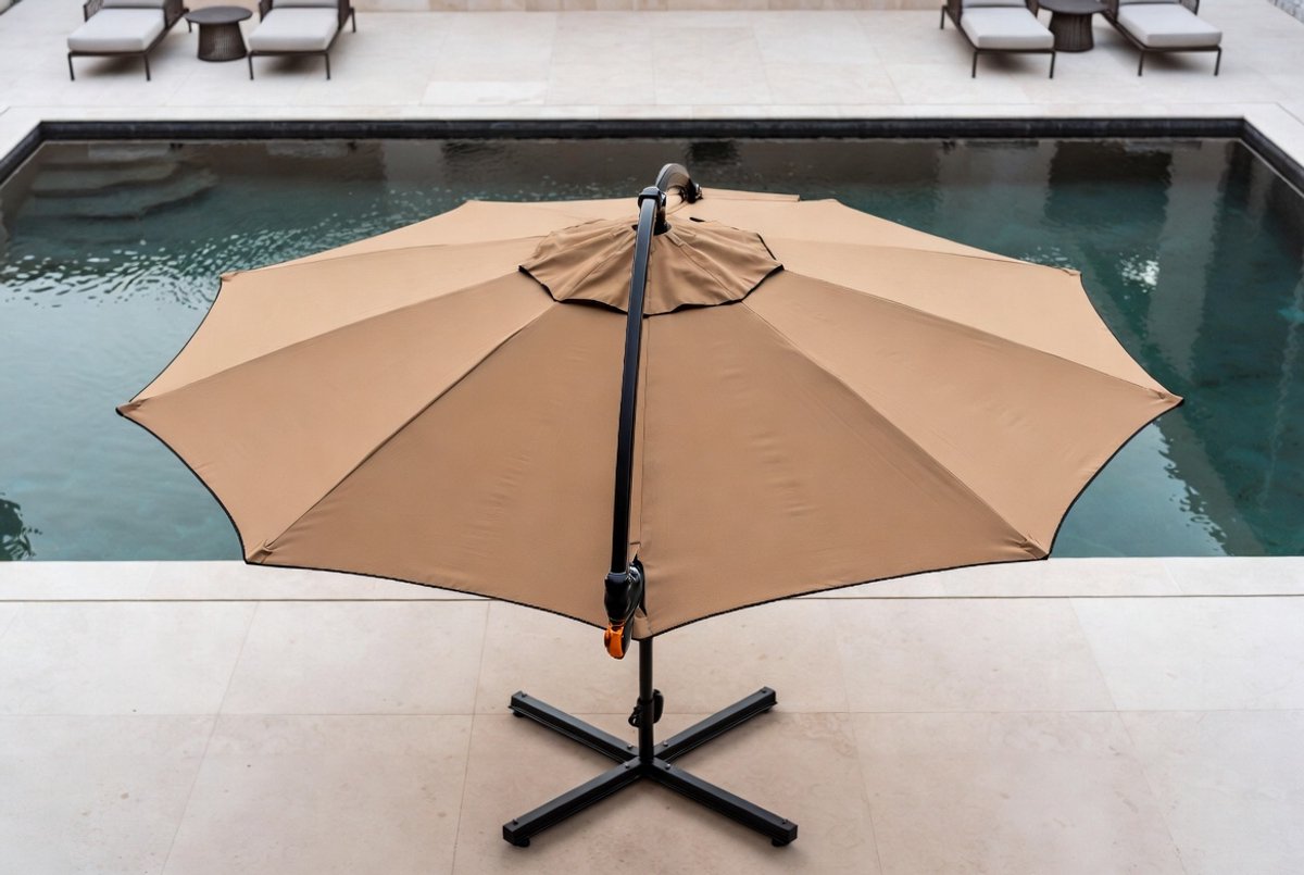 Dubbele Zweefparasol 4,6 x 2,7 m - Luxe Cantilever Parasol met Zwengel, 360° Draaibaar, Kantelbaar, UV- & Waterafstotend, Aluminium Frame, Inclusief Beschermhoes Furnitureland (9503969797154)