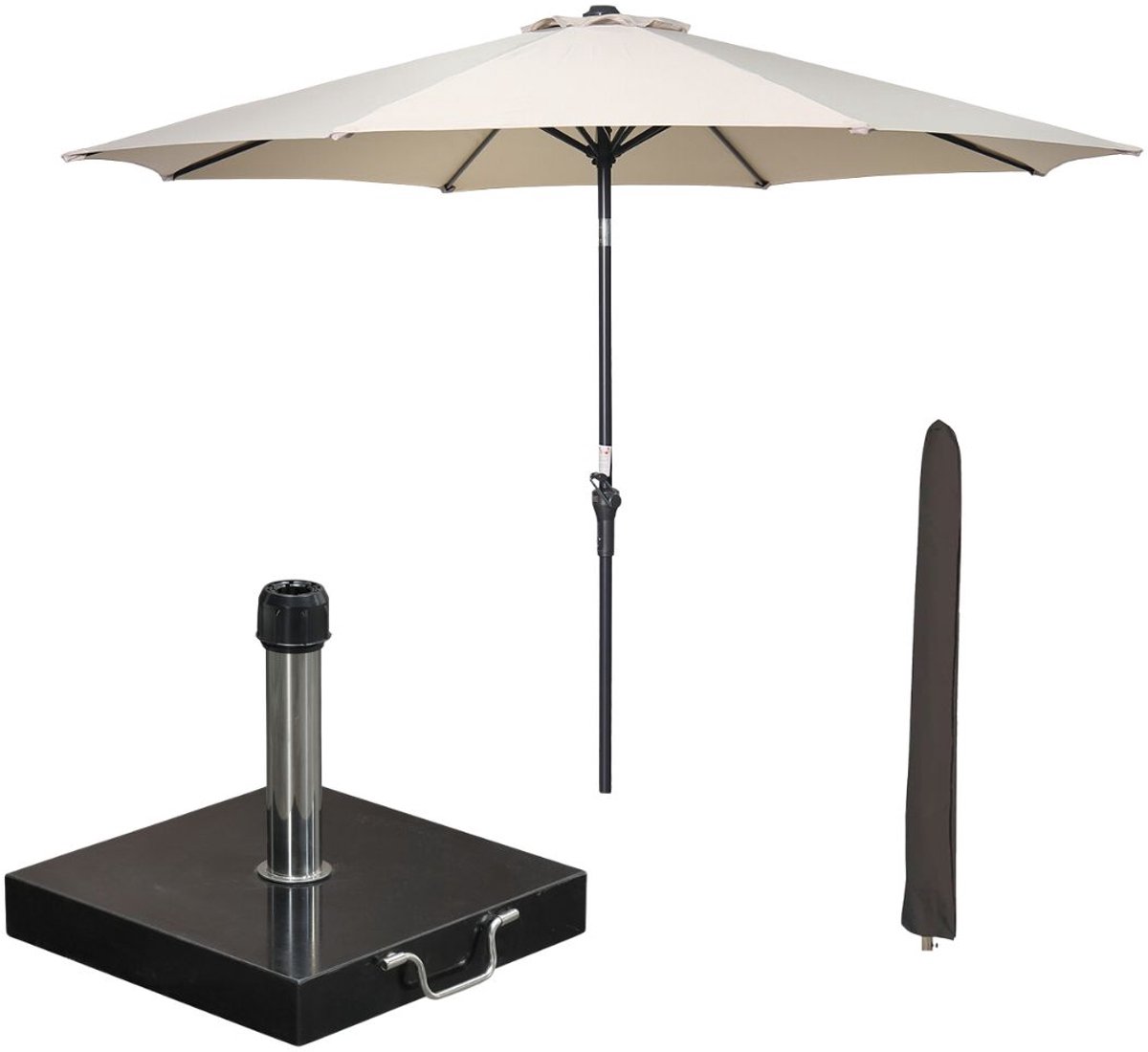 Garden Impressions Lotus stokparasol Ø300 cm - ecru incl parasolhoes en 40 kg Cosmo parasolvoet (8721552300548)