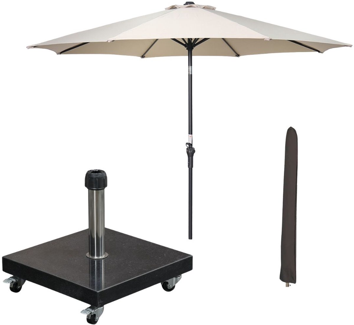 Garden Impressions Lotus stokparasol Ø300 cm - ecru incl parasolhoes en 40 kg Eureka parasolvoet (8721552300371)
