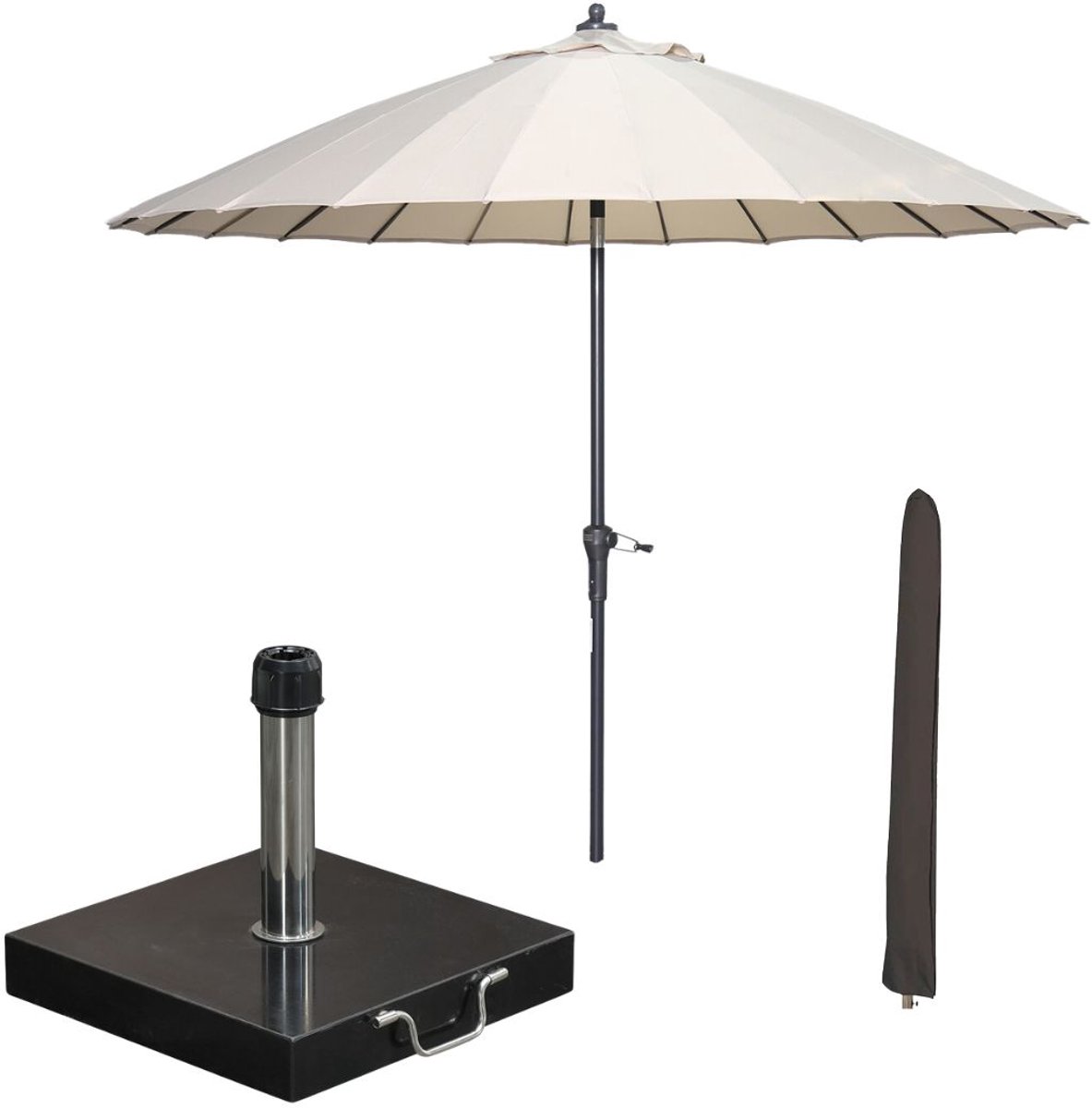 Garden Impressions Manilla stokparasol Ø250 cm - ecru incl parasolhoes en 40 kg Cosmo parasolvoet (8721552300487)