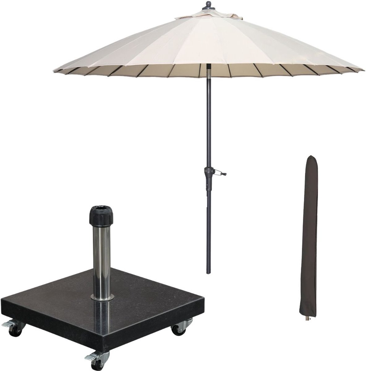 Garden Impressions Manilla stokparasol Ø250 cm - ecru incl parasolhoes en 40 kg Eureka parasolvoet (8721552300319)