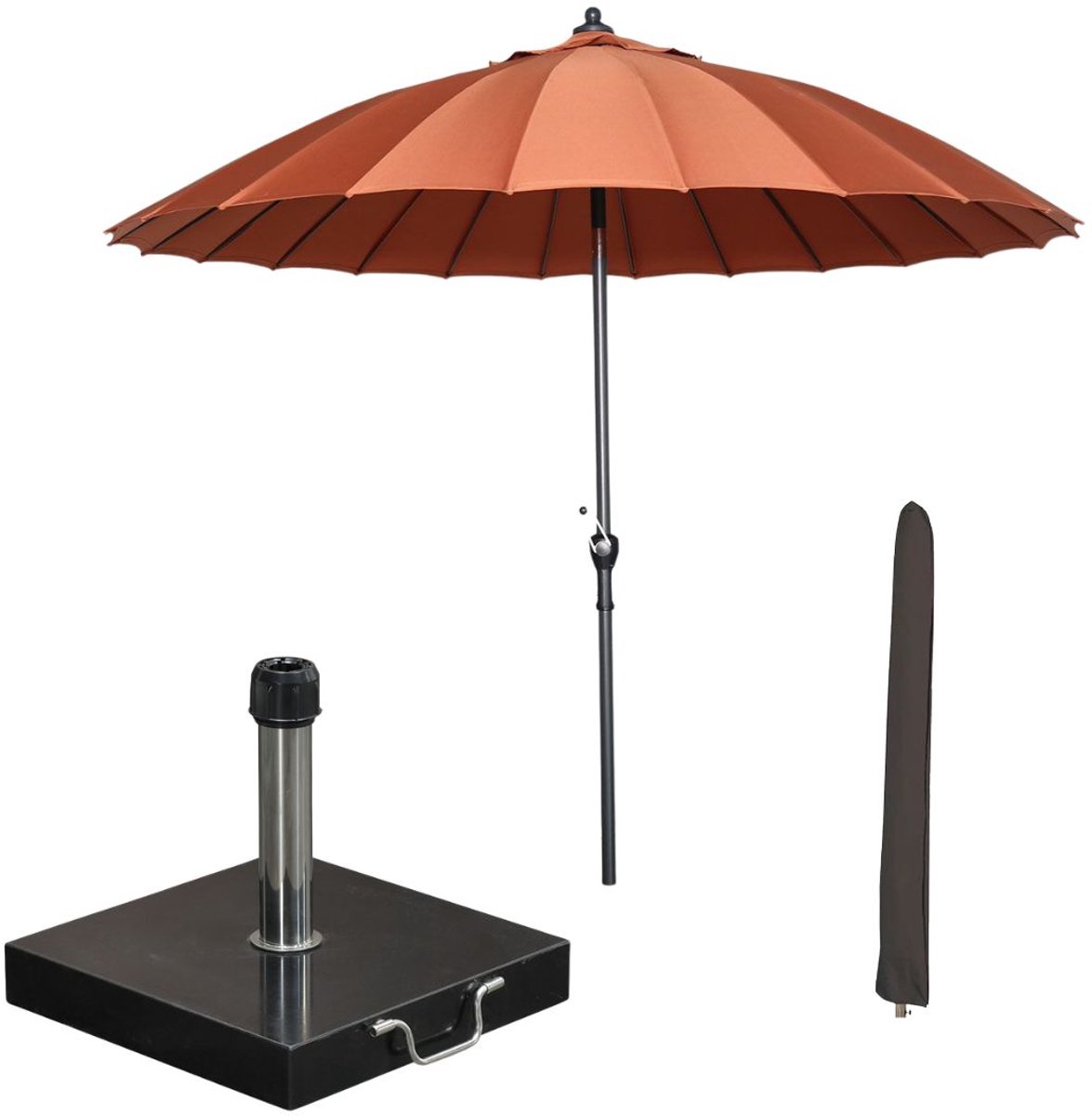 Garden Impressions Manilla stokparasol Ø250 cm - koper incl parasolhoes en 40 kg Cosmo parasolvoet (8721552300470)