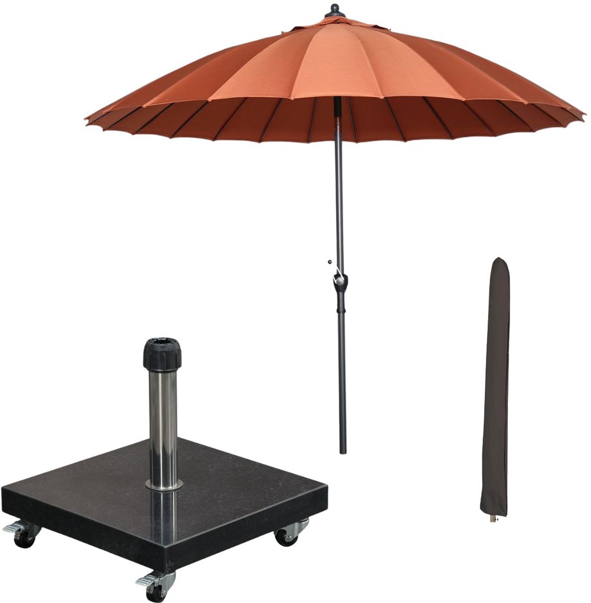 Garden Impressions Manilla stokparasol Ø250 cm - koper incl parasolhoes en 40 kg Eureka parasolvoet (8721552300302)