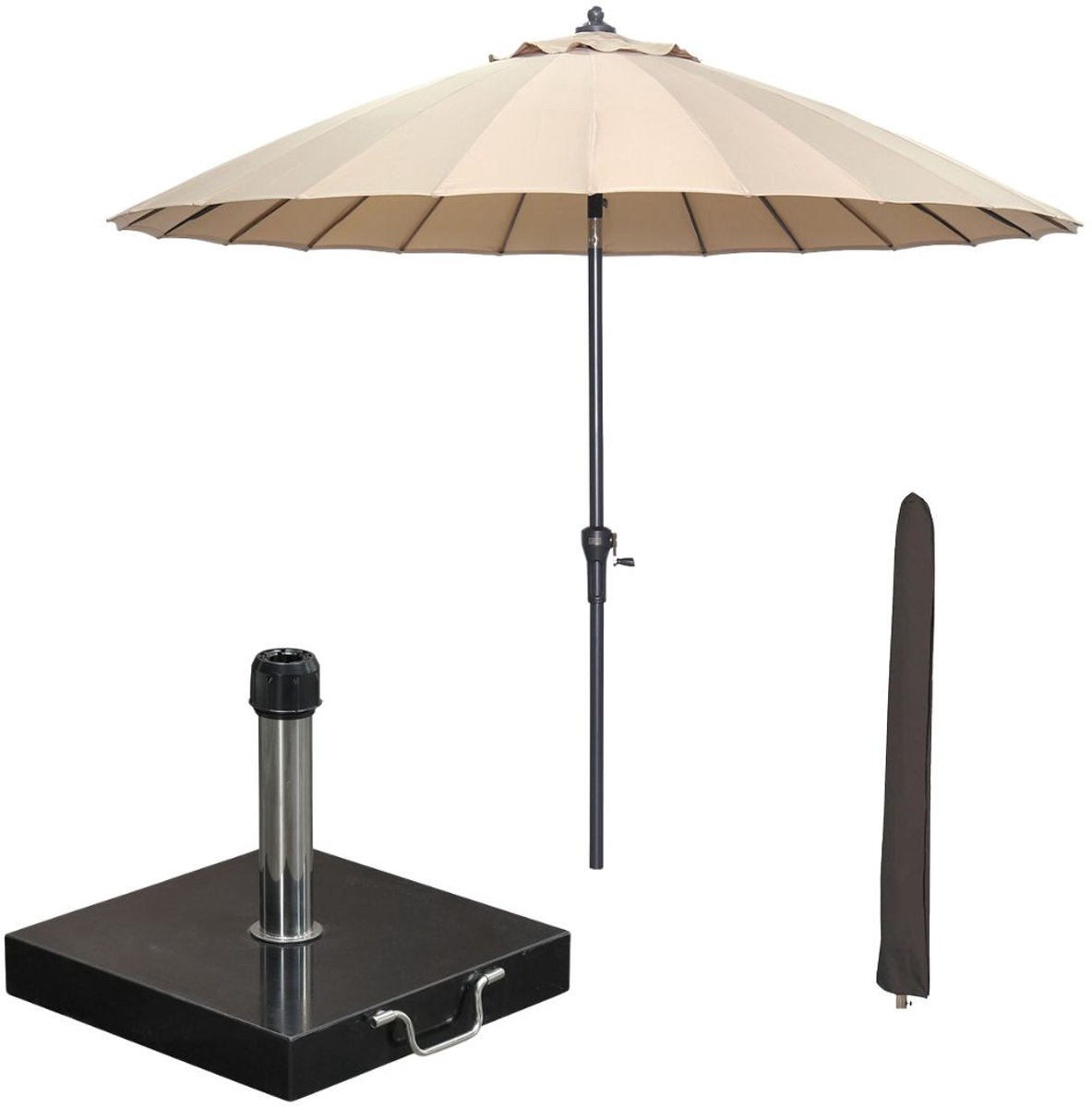 Garden Impressions Manilla stokparasol Ø250 cm - taupe incl parasolhoes en 40 kg Cosmo parasolvoet (8721552300456)