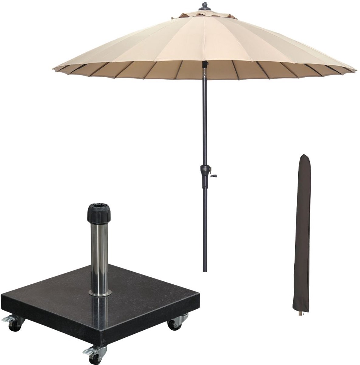 Garden Impressions Manilla stokparasol Ø250 cm - taupe incl parasolhoes en 40 kg Eureka parasolvoet (8721552300289)