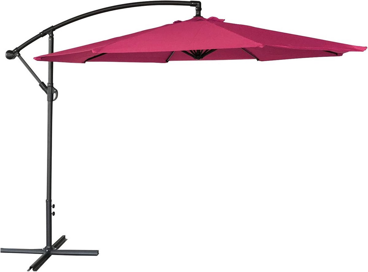 Grote Ronde Zweefparasol 3.5m Fuchsia Kantelbaar en Draaibaar met Zwengel (9101061029847)