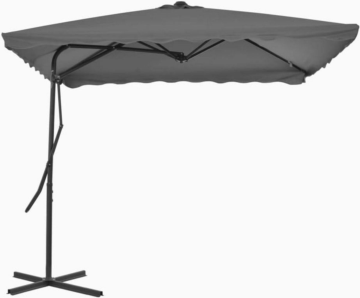 Grote Zweefparasol 250x250 cm - 360° Draaibaar met Stevige Stalen Standaard voor Tuin en Balkon (9101028670983)