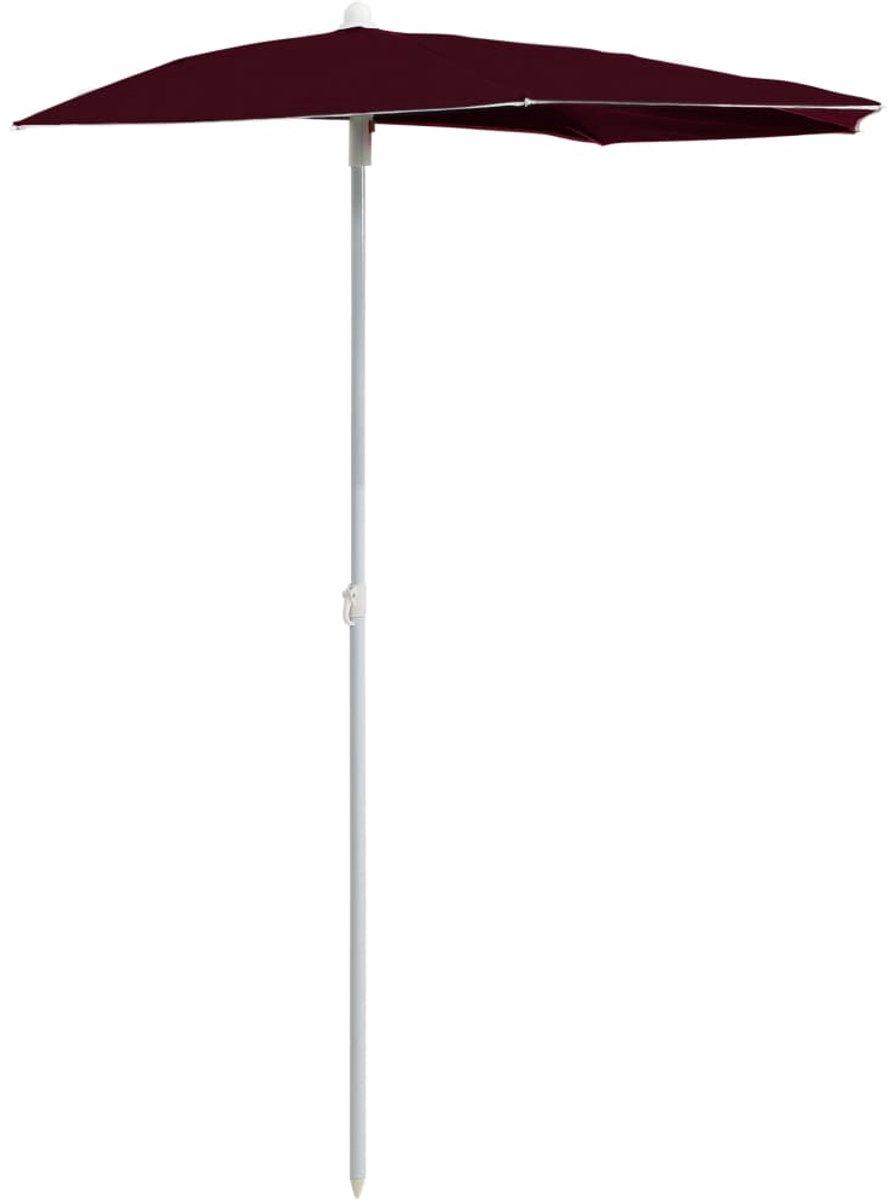Halve Parasol voor Balkon & Muur - 180 x 90 cm - Bordeauxrood - UV-bestendig & Anti-fade - Compacte Wandparasol met Stalen Frame - Inclusief 5 Ribben (6007156695344)