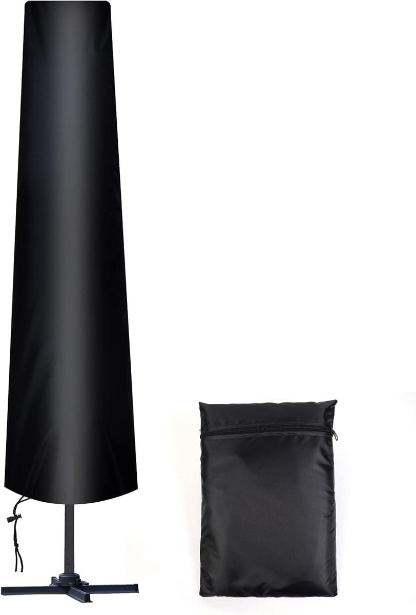 IMPERATORIS® Parasolhoes voor Staande en Zweefparasol - Stevige en Duurzame Waterdichte Parasolhoes 600D - Met Rits, Trekkoord en Opberghoes - Waterdicht, Stofdicht en Weerbestendig - Verpakking van 2 stuks 210D Oxford-stof - Schwarz (8721513869329)