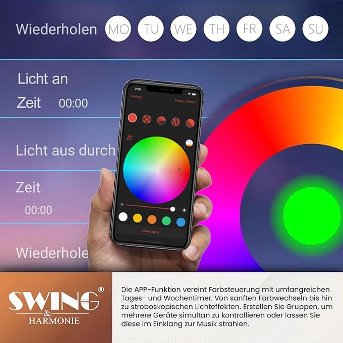 Lumina Royal RGB LED Zweefparasol Ø 300 cm - Luxe Hangparasol met App-bediening, Afstandsbediening en 16 Miljoen Kleuren (9509159431747)