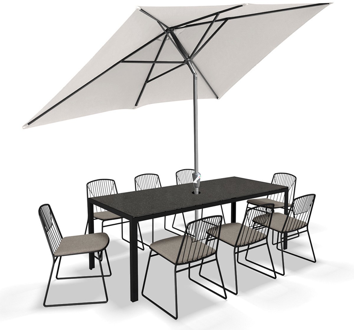 Parasol - Tuin - 200x300 cm - Stokparasol - UPF 50+ - 30° Kantelbaar - Waterdicht - Balkonparasol - Zweefparasol - Beige (9350838096067)