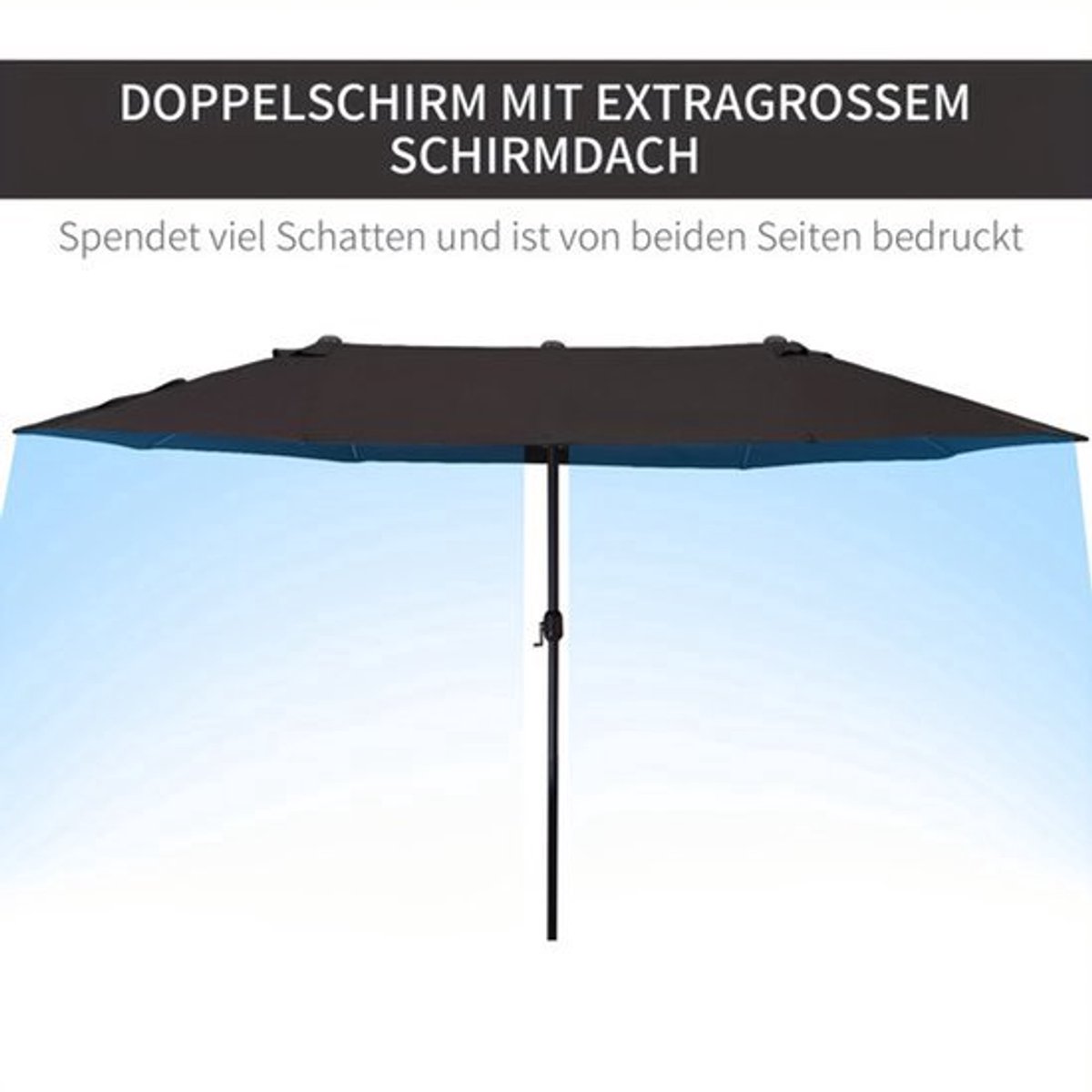 Parasol - Tuinparasol - Balkonparasol - Zweefparasol - Stokparasol - Zwart - 12-speer canopy - Scheurbestendig polyester (8721577337109)