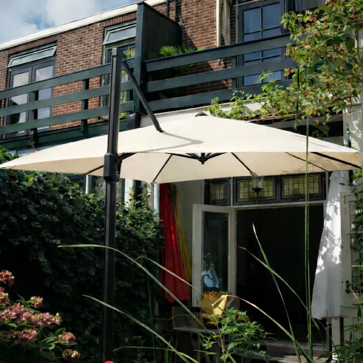 Parasoldoek 3 m vierkant - 8 baleinen met klittenbandsluiting - zweefparasol (8721516585233)