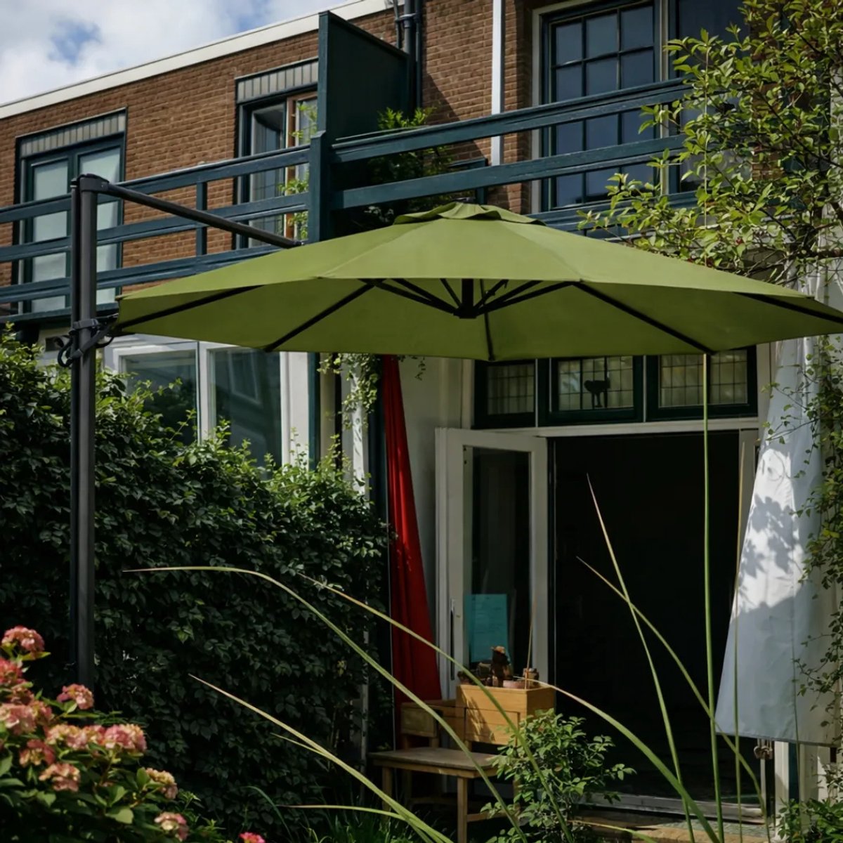 Parasoldoek 3,5 m rond - 8 baleinen met klittenbandsluiting - zweefparasol (8721516585080)