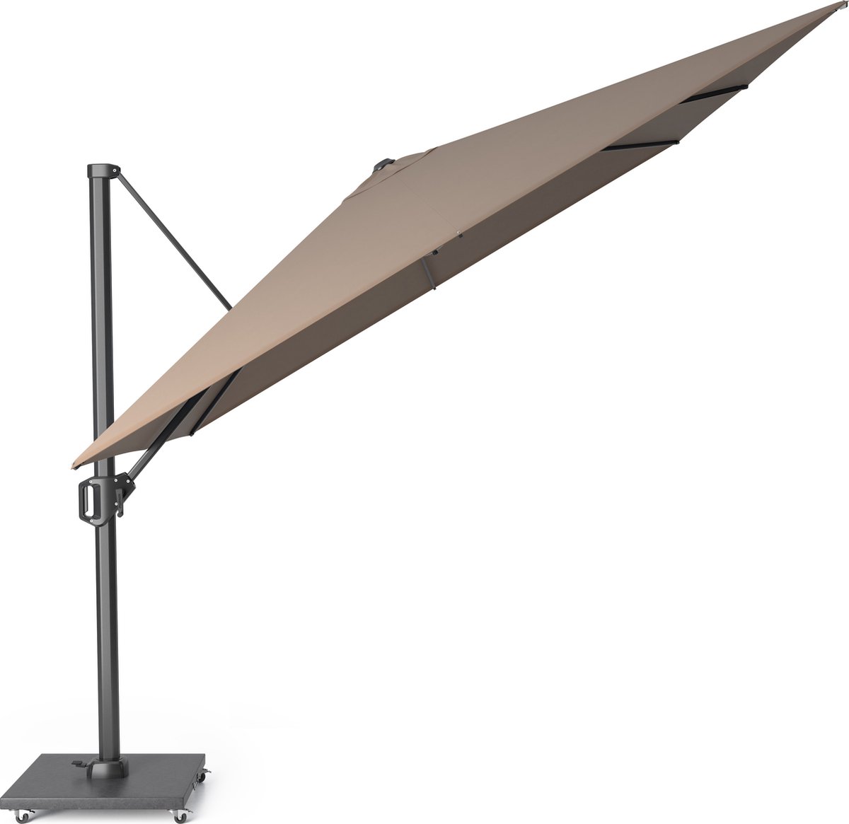 Platinum Sun & Shade - Zweefparasol - Challenger T1 Premium - 300x300 cm - Havana - Kantelbaar - 360° Draaibaar - 98% UV protectie (8717591773085)