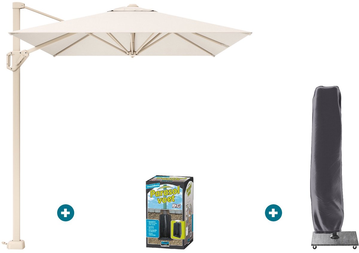 Platinum Voyager zweefparasol T1 2,5x2,5 m. - Sand Ivory met ingraafvoet en hoes (6154122555512)