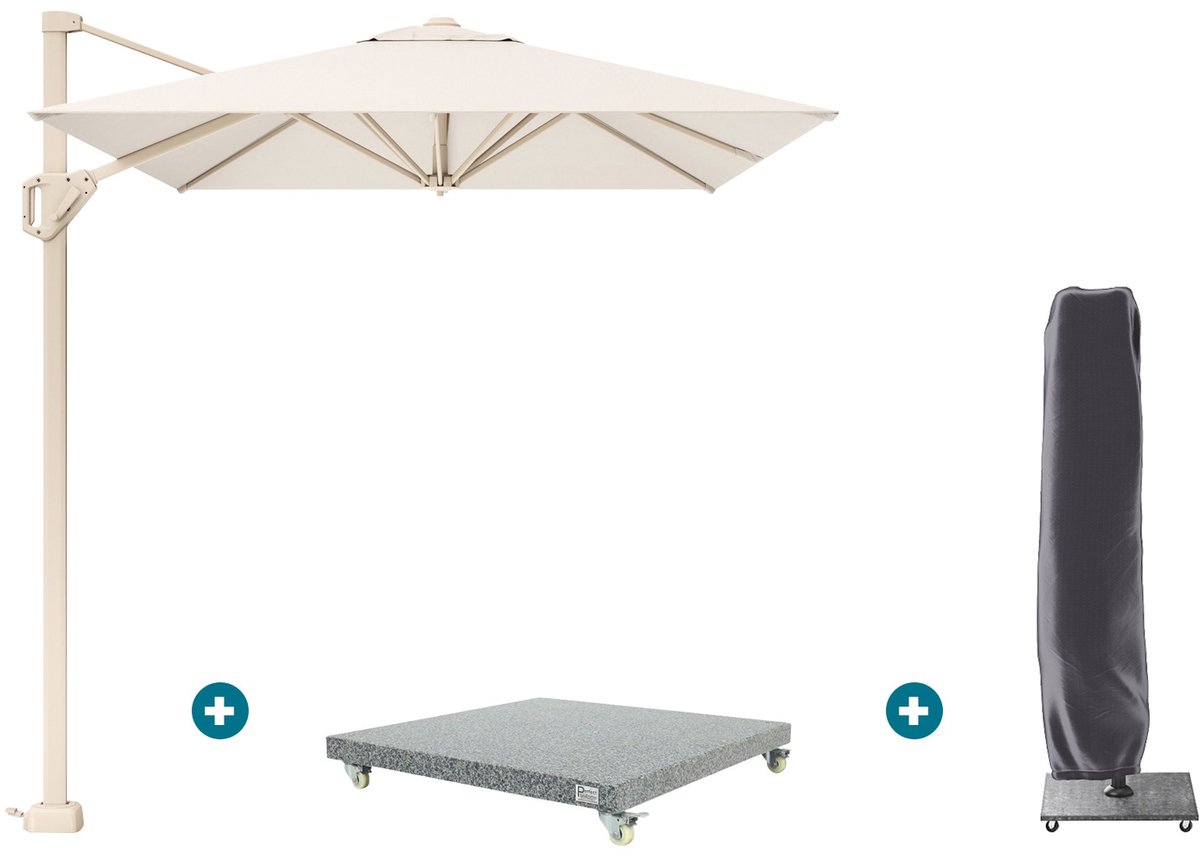 Platinum Voyager zweefparasol T1 3x2 m. - Sand Ivory met voet en hoes (6154122466474)