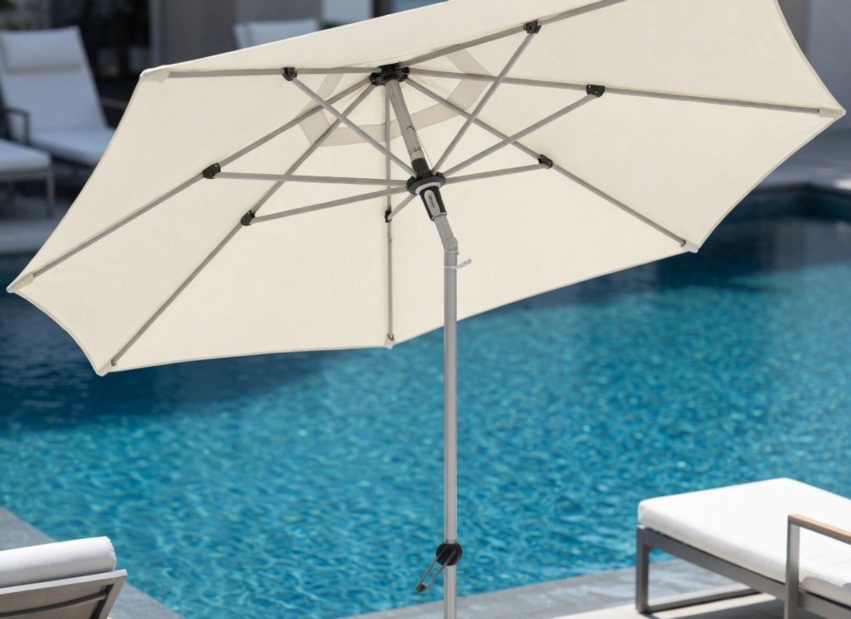 Premium Auto Tilt Knikbare Tuinparasol 320 cm - UV80 Bescherming & Regenafstotend - Aluminium Stokparasol met Zwengelbediening & Traploze Hoogteverstelling voor Balkon, Terras & Tuin - MedaHomeStore (9503839258358)