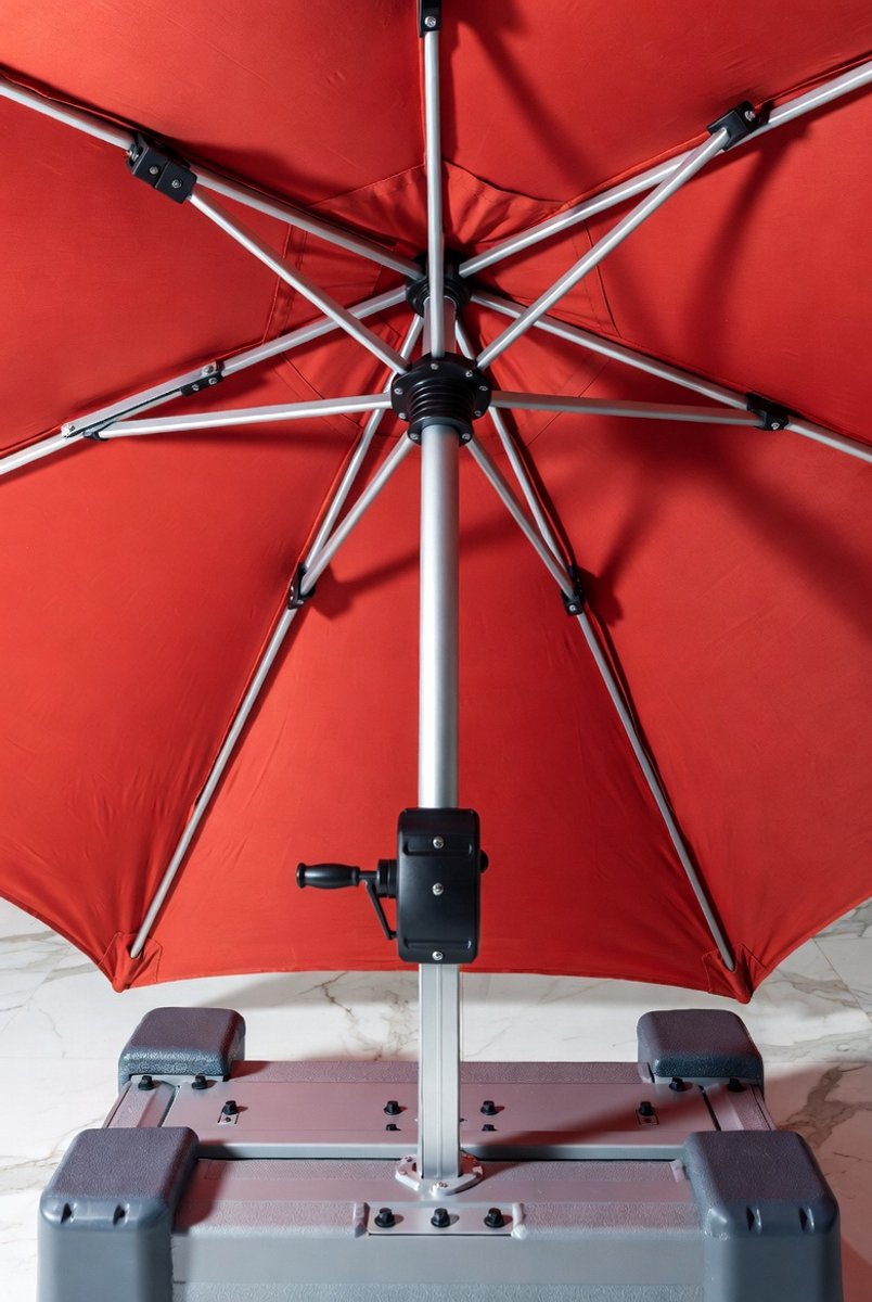 Premium Luxe Zweefparasol 290 cm Kantelbaar & 180° Draaibaar - Aluminium Hangparasol met Zwengel, Waterdicht Polyester & UV-bescherming 50+ voor Balkon, Tuin & Terras - Furnitureland Rood (9501789418877)