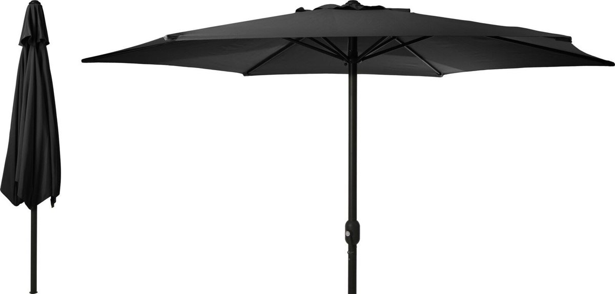 Pro Garden - Stokparasol - Parasol - Ø3m - Zwart (8720573954877)