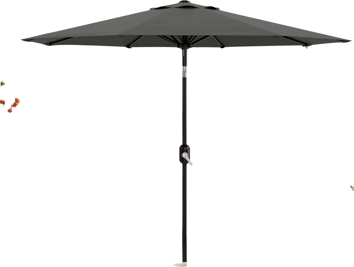Solayne Parasol - Parasol met voet - Tuinparasol - Parasol balkon - Stokparasol - Met kantelfunctie - Windbestendig - 2,70 m - Grijs (8721551311309)