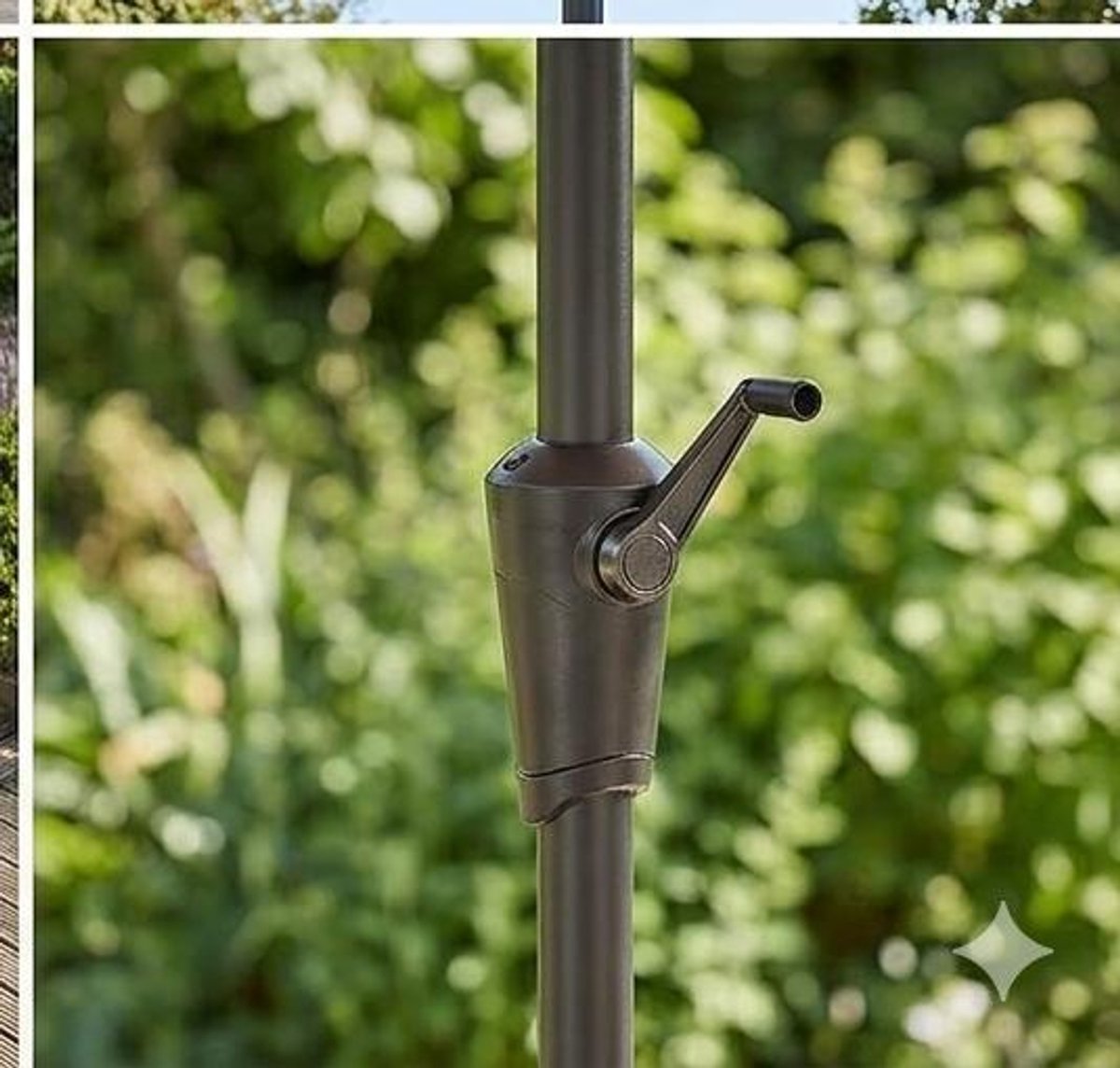 Stokparasol 274 cm rond - kantelbare tuinparasol met zwengelmechanisme en aluminium frame - grote parasol voor terras, tuin en balkon - UV-bescherming - Lichtbruin - Urbanhome (9507125642784)