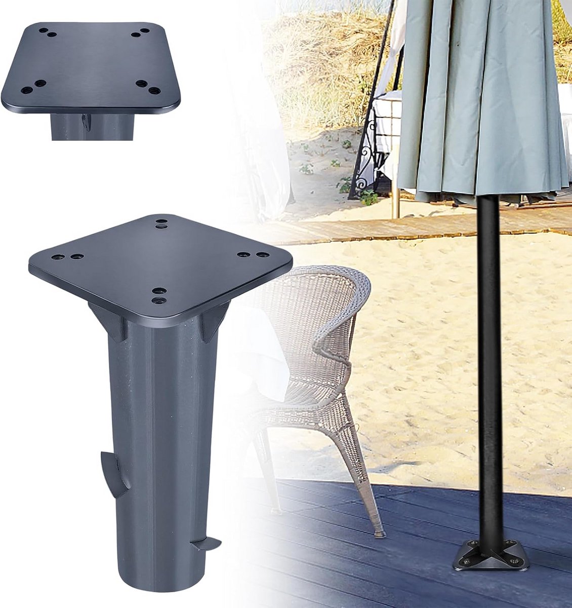 Universele parasolstandaard voor zweefparasol, metaal, donkergrijs (9101138490464)