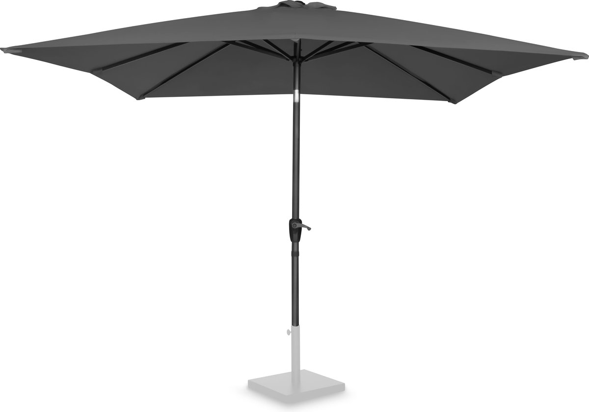 VONROC Premium Stokparasol Rosolina 280x280cm - Incl. beschermhoes - Vierkante parasol - Kantelbaar - UV werend doek - Grijs (8717479096176)