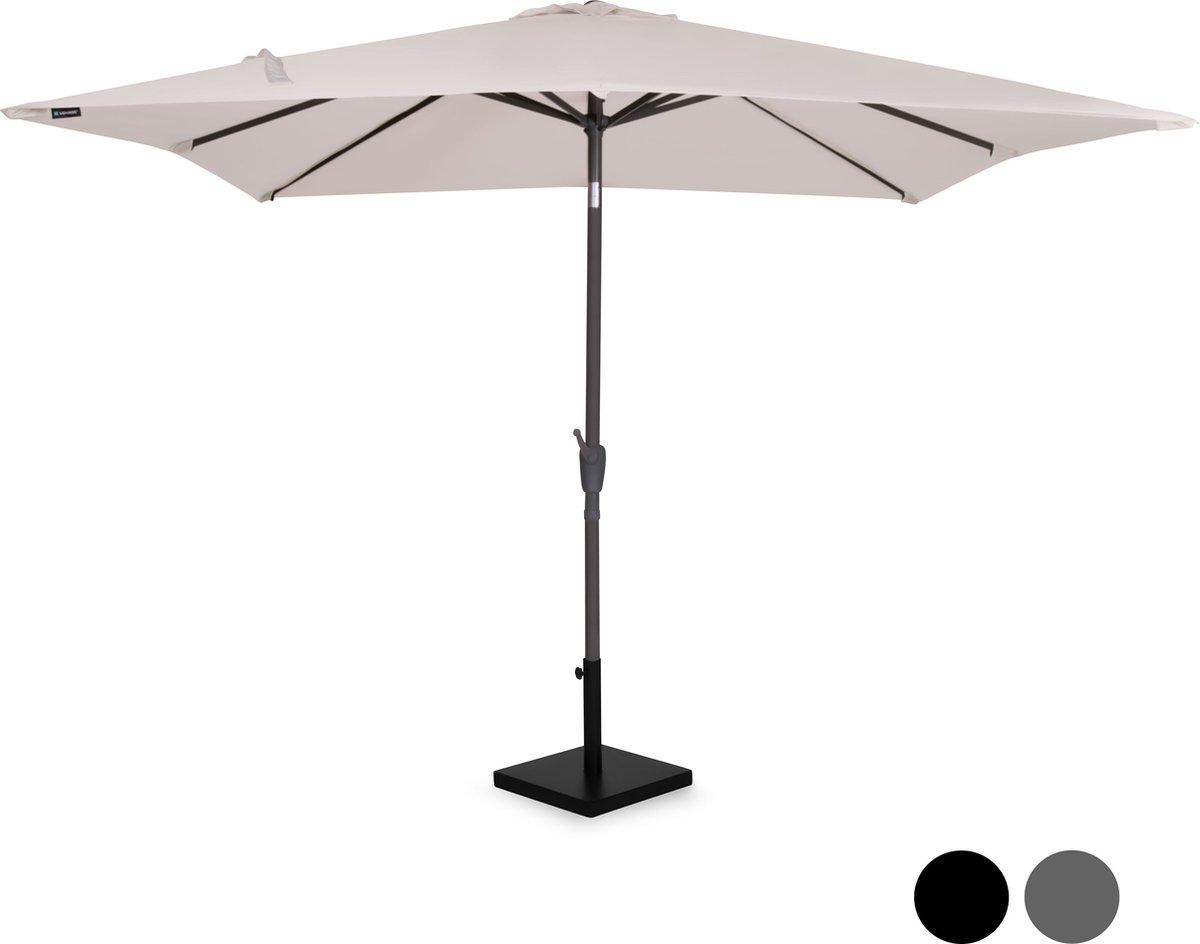 VONROC Premium Stokparasol Rosolina 280x280cm - Incl. parasolvoet & beschermhoes - Vierkante parasol - Kantelbaar - UV werend doek - Beige (8717479100873)