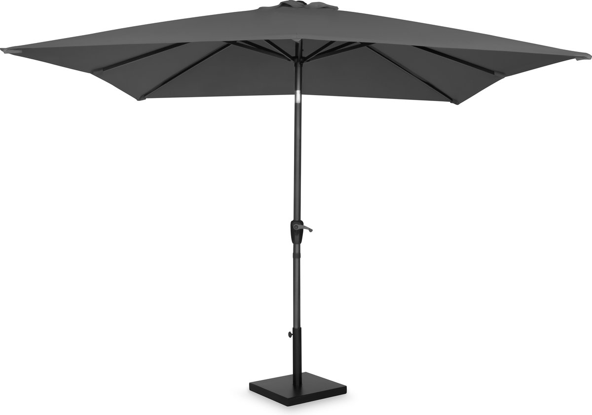 VONROC Premium Stokparasol Rosolina 280x280cm - Incl. parasolvoet & beschermhoes - Vierkante parasol - Kantelbaar - UV werend doek - Grijs (8717479100866)