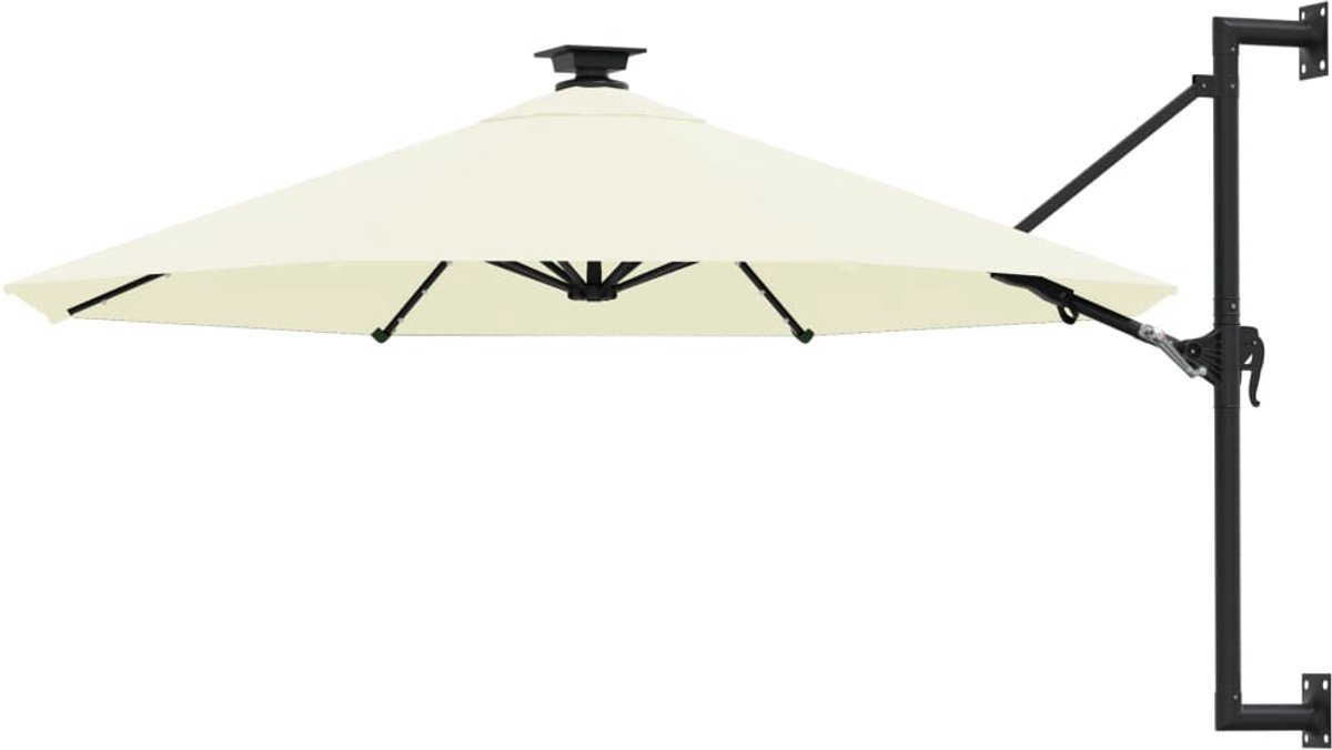 WandParasol | Zonnescherm | Tuinparasol met LED's 300 cm zandkleurig (6932537146996)