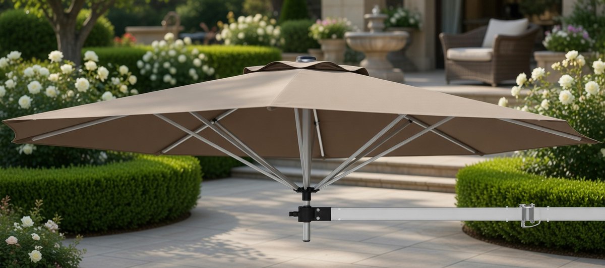 Wandparasol Ø 250 cm - Luxe Zweefparasol Balkon & Terras - 350° Draaibaar & 30° Kantelbaar - UV50+ Waterafstotend - Aluminium Frame - Ruimtebesparende Balkon Parasol - Weerbestendige Tuinparasol MedaHomeStore (9503223259138)