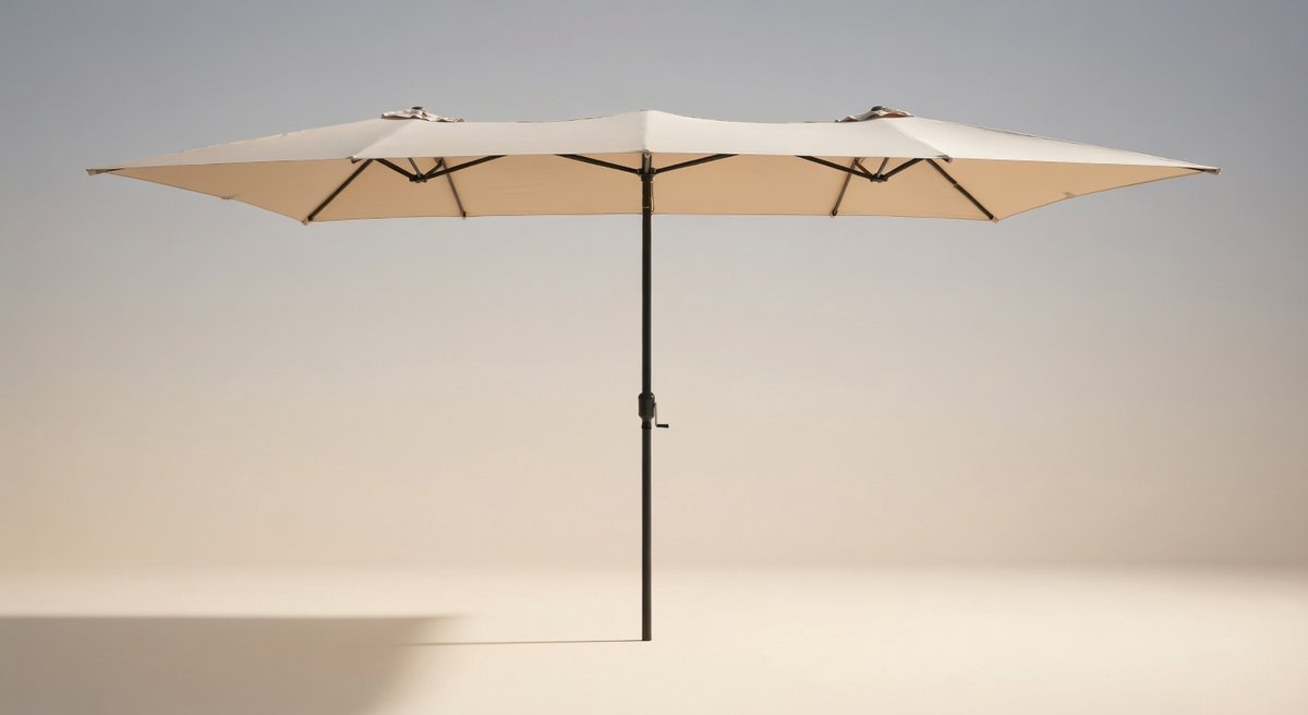 XXL Dubbele Zweefparasol 426x265 cm - Luxe Opvouwbare Tuinparasol met 2 Kappen, 10 Robuuste Ribben, Waterdicht & UV-beschermend Polyester, Handzwengel & Ventilatie - voor Tuin, Terras, Balkon & Zwembad - medahomestore (9502185272384)